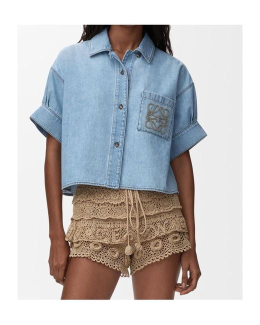 Loewe Blue Paulas Ibiza Cropped Logo-Pocket Top