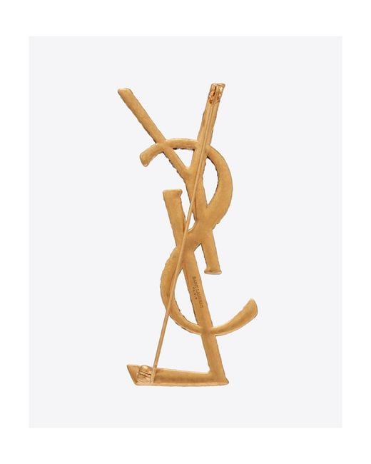 Saint Laurent Metallic Opyum Ysl Twisted Brooch