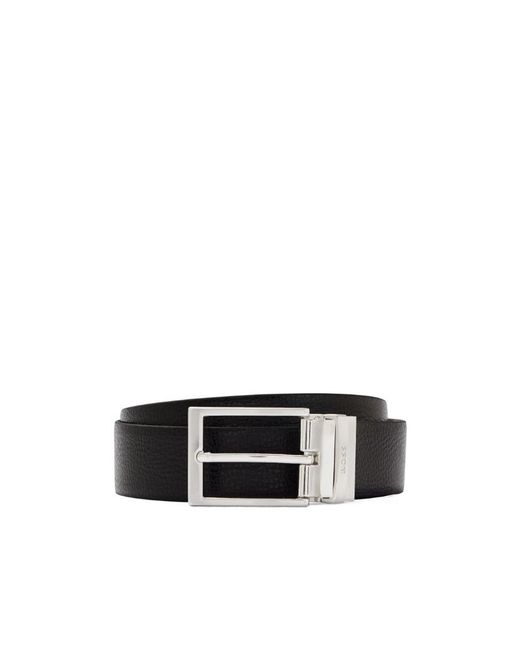 Boss White Leather Buckle Belt for men