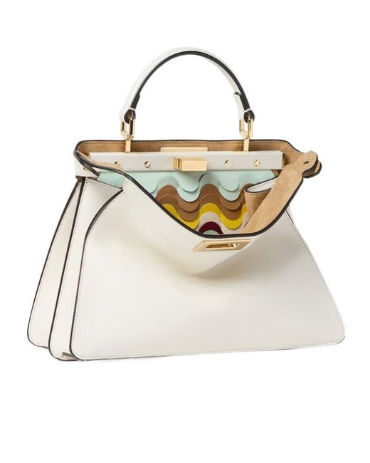 Fendi White Peekaboo Iseeu Small Tote Bag