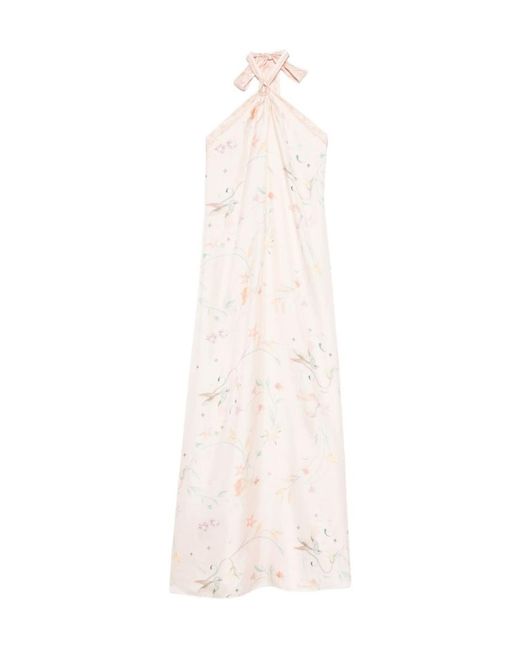 Forte_forte White Tie-Neck Floral-Print Maxi Dress