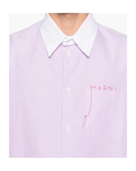 Marni Purple Colour-Block Pocket Shirt for men