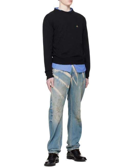 Vivienne Westwood Black Orb Logo Knitted Sweater for men