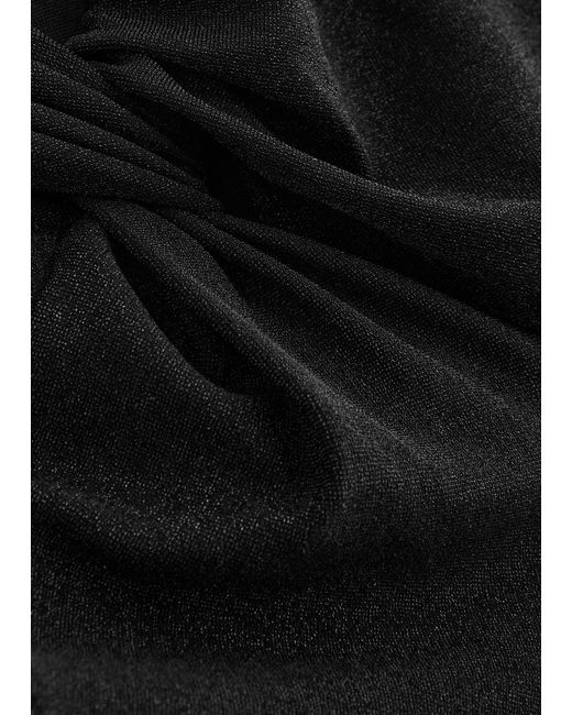 Diane von Furstenberg Black Ursula Knotted Lamé Top