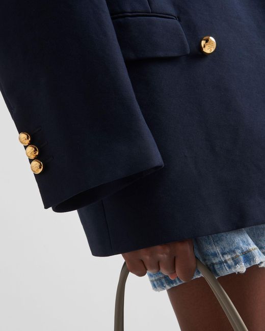 Prada Blue Double-Breasted Cotton Satin Jacket
