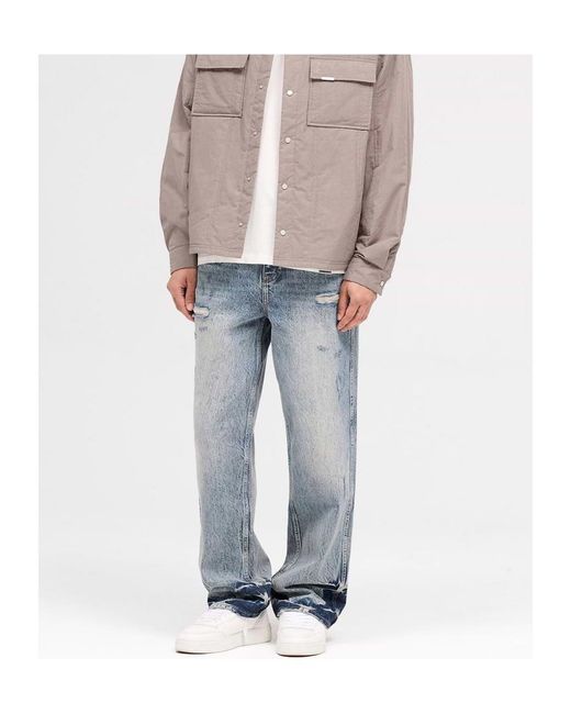 Represent Blue R3 Distressed Baggy Jeans for men