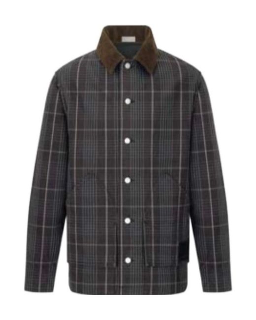 Dior Gray Homme Checked Long-Sleeved Jacket for men