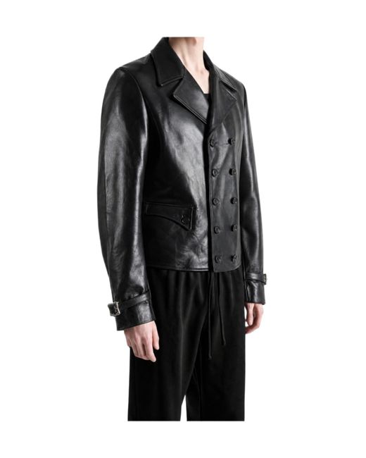 Enfants Riches Deprimes Black Double-Breasted Leather Jacket for men