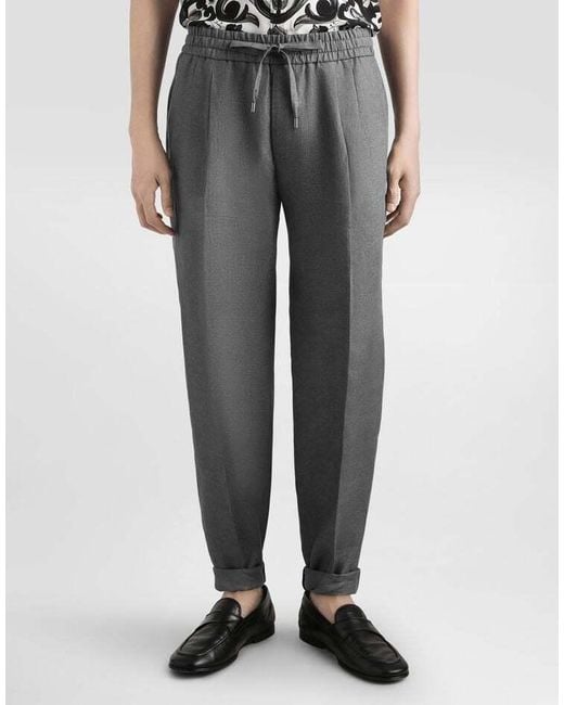 Dolce & Gabbana Gray Linen Tailored Joggers for men