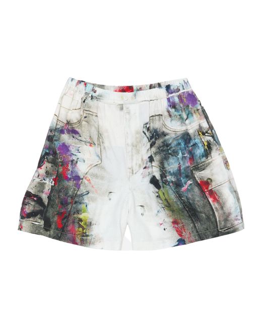 Acne Blue Paint-Splatter Shorts for men