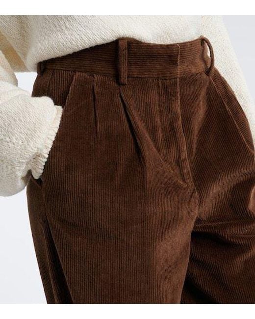AYA MUSE Brown Aven Cotton-Blend Corduroy Wide-Leg Pants
