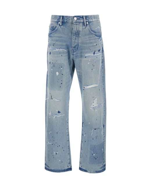 Purple Brand Blue Full Body Ripped Details Jeans for men