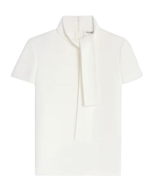 Céline White Lavalliere Top