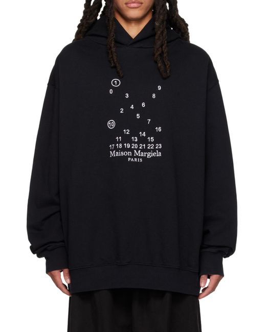MM6 by Maison Margiela Blue Maison Margiela Logo-Printed Long-Sleeved Hoodie for men