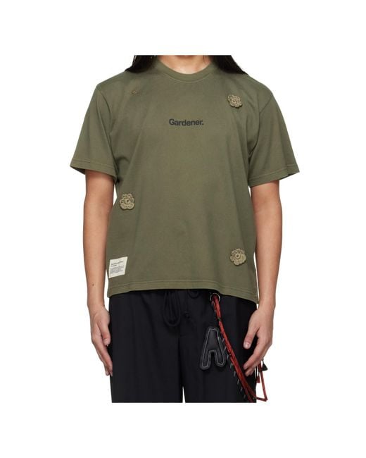 Song For The Mute Green 'The Gardener' Crochet Flower T-Shirt for men