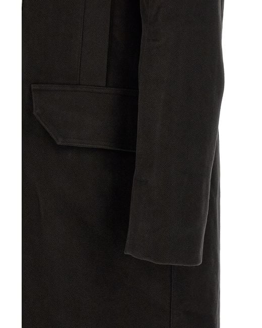 Rick Owens Black Drawstring-Hood Zipped Coat for men