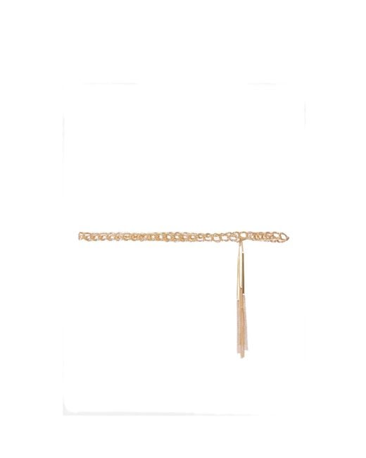 Tom Ford White Metal Chain Belt With Tassels