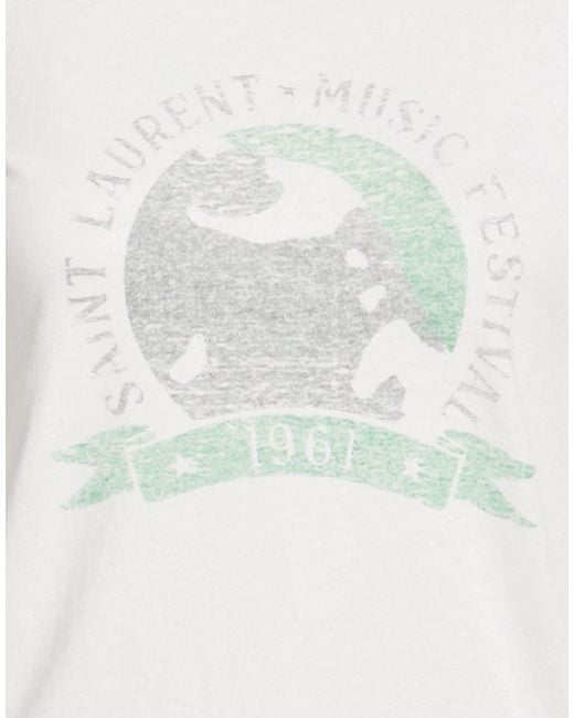 Saint Laurent White Logo Crew Neck T-Shirt