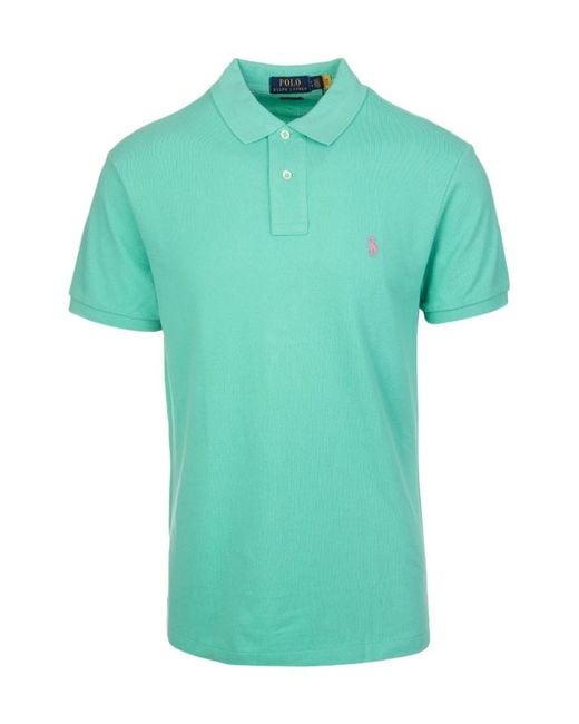 Ralph Lauren Green Polo Logo Embroidered Short-Sleeved Polo Shirt for men