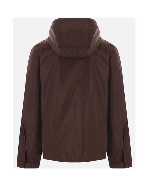 Prada Brown Zip-Up Hooded Jacket for men