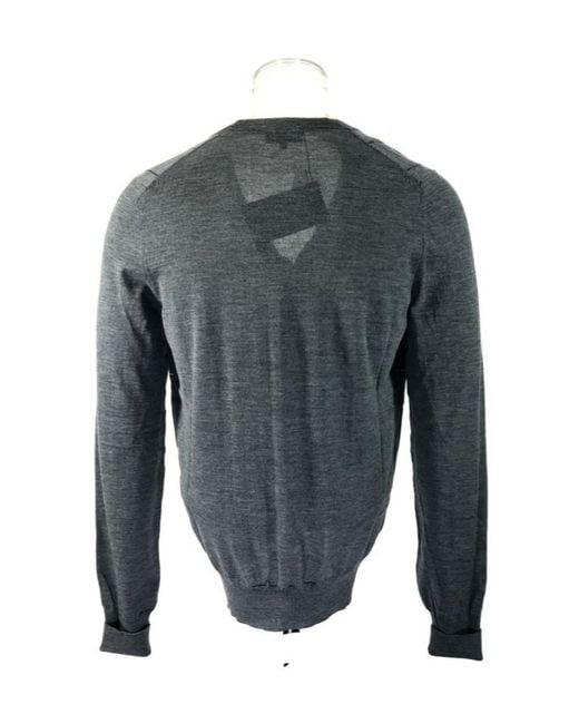 Dunhill Gray V-Neck Long-Sleeved Sweater for men