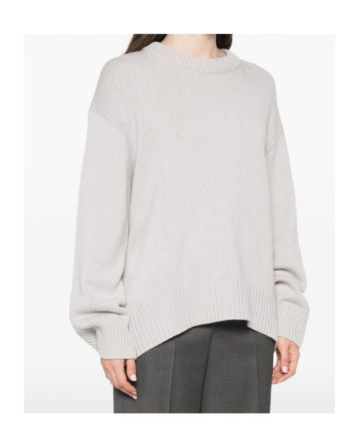 Lisa Yang White Long-Sleeve Crew-Neck Sweater