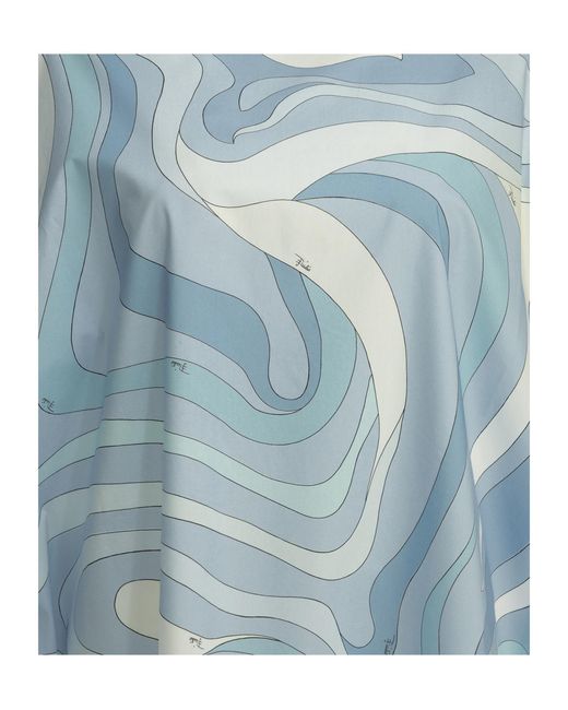 Emilio Pucci Blue "Marmo" Short Caftan Dress