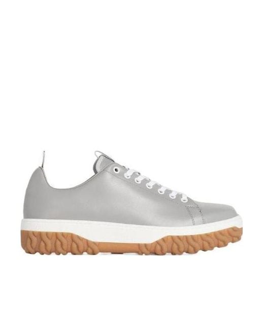 Thom Browne White Court Lace-Up Sneakers for men