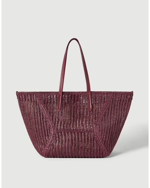 Brunello Cucinelli Purple Open-Weave Tote Bag