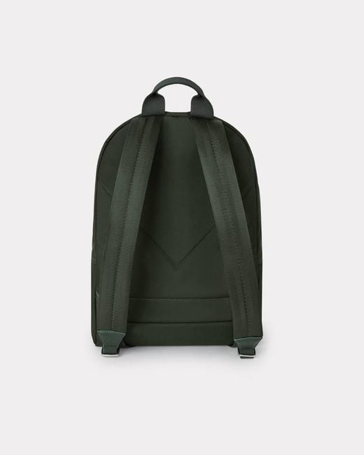 KENZO Green Logo Embroidered Zipped Backpack for men