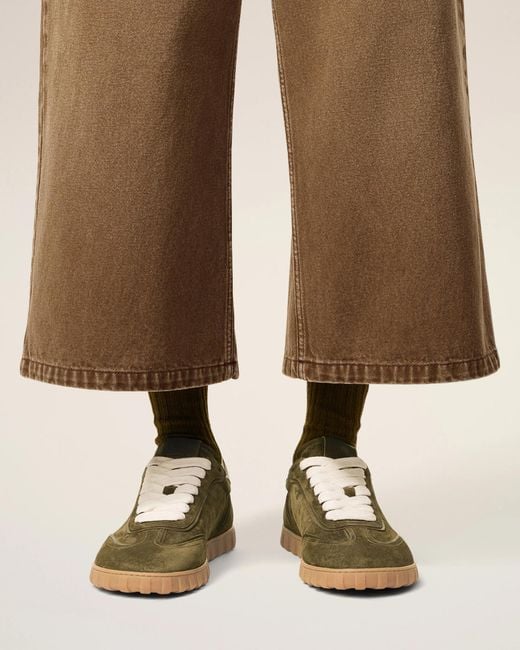 AMI Green Suede Lace-Up Sneakers