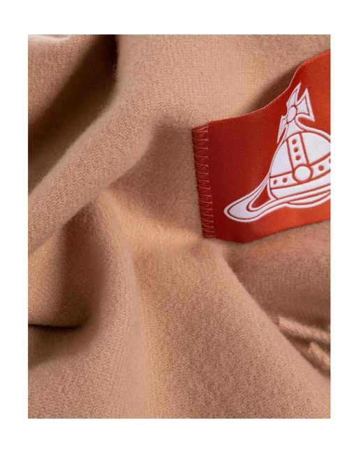 Vivienne Westwood Pink Logo-Patch Fringed Scarf