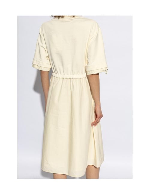 Moncler Natural Short-Sleeved Drawstring Midi Dress