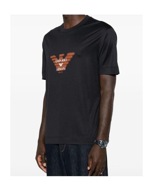 Emporio Armani Black Logo-Print Crew-Neck T-Shirt for men