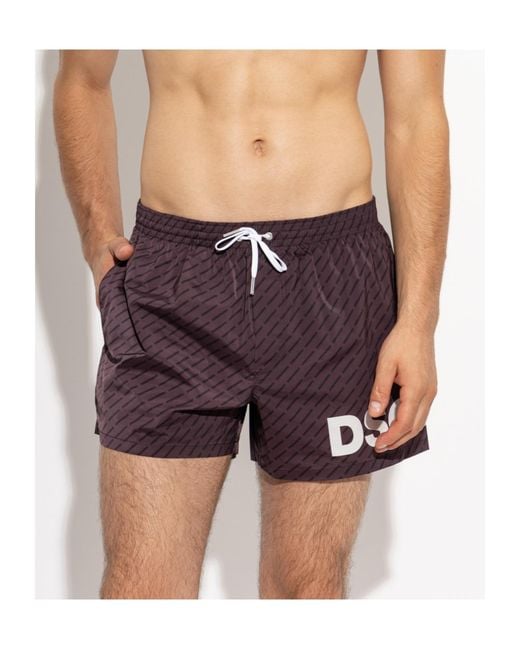DSquared² Purple Wide-Leg Swim Shorts for men