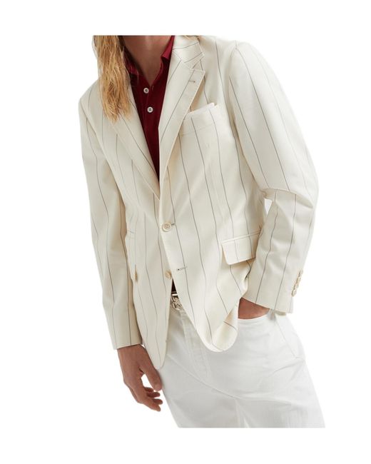 Brunello Cucinelli White Striped Blazer for men
