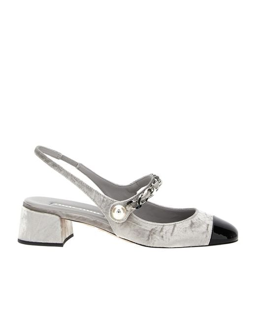 Miu Miu Metallic Two-Toned Velvet Slingback Pumps