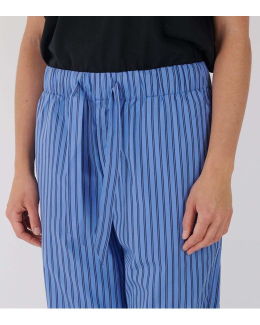 Tekla Blue Striped Poplin Pajama Pants for men
