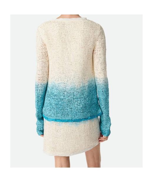 Bottega Veneta Blue Wool And Silk Overdyed Jumper