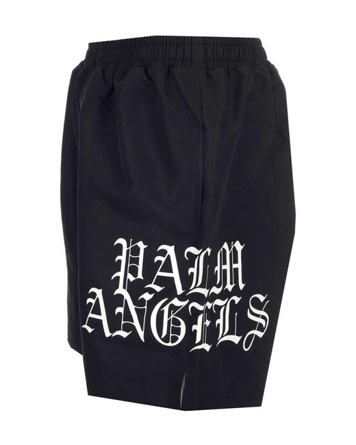 Palm Angels Blue Logo-Print Shorts for men