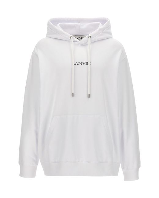 Lanvin White Logo-Embroidered Cotton Hoodie