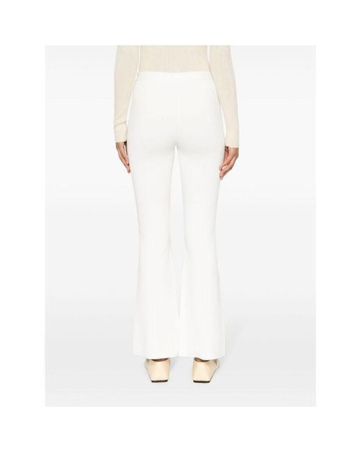 Theory White Pleat-Detail Flared Trousers