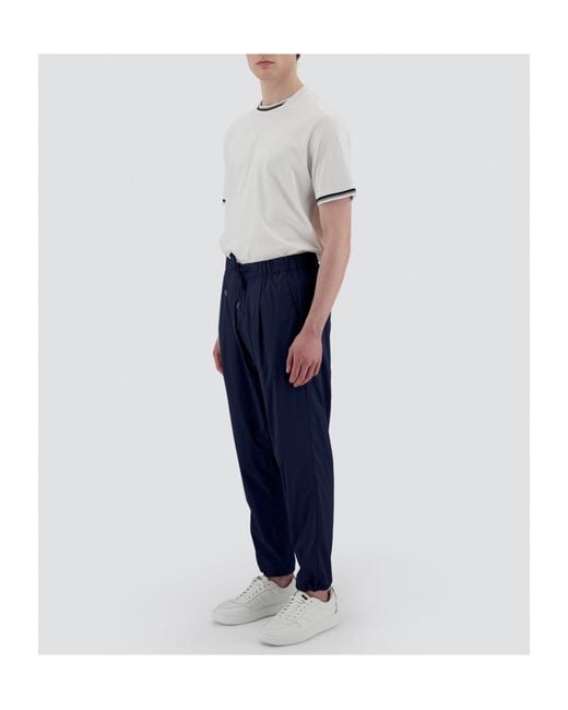 Herno Blue Mid-Rise Tapered Trousers for men
