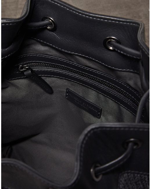 Brunello Cucinelli Black Drawstring Cable-Knit Tote Bag