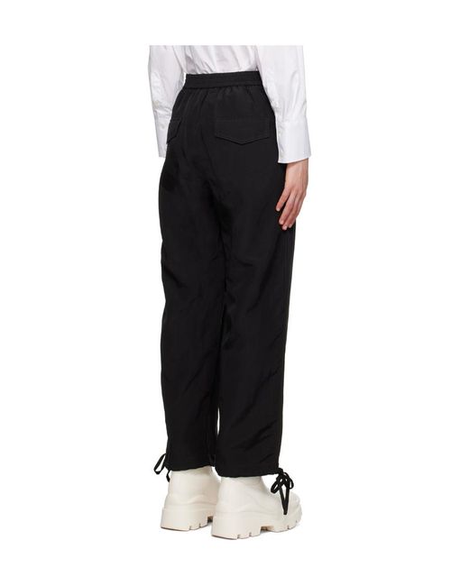 MSGM Black Elasticated-Ankles Wide-Leg Trousers