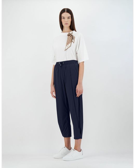 Herno Blue Lightweight Drawstring Cropped Trousers