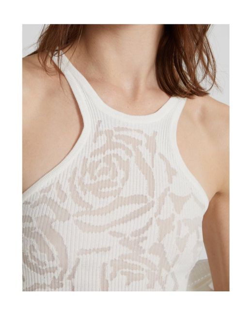 Ermanno Scervino White Cotton Blend Knit Top With Devorè Rose