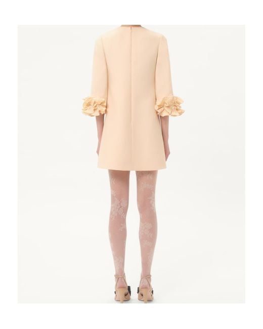 Valentino Pink Crepe Couture Floral Detailed Mini Dress