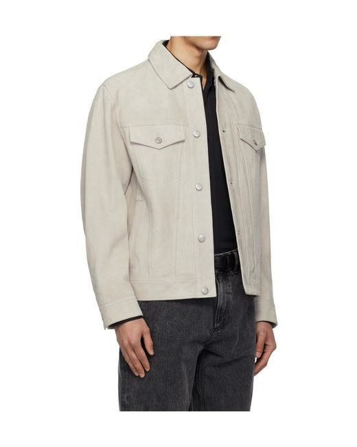 Boss Natural Long-Sleeved Lapel Leather Jacket for men