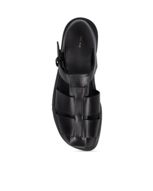 The Row Black Fisherman Flat Shoes And Sandals